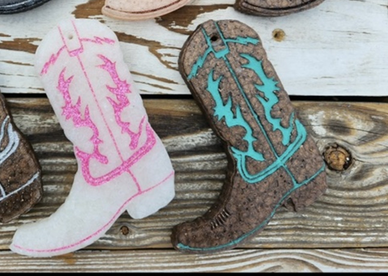Cowboy boot car freshies pink turquoise