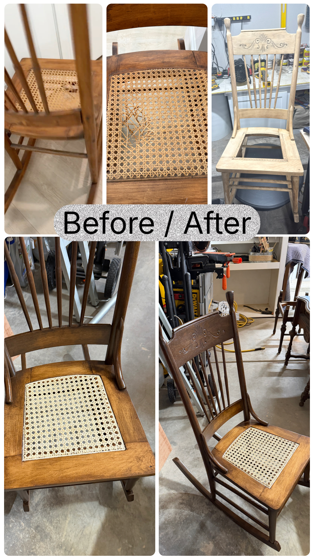 Before and after mesh chair furniture repair Lubbock